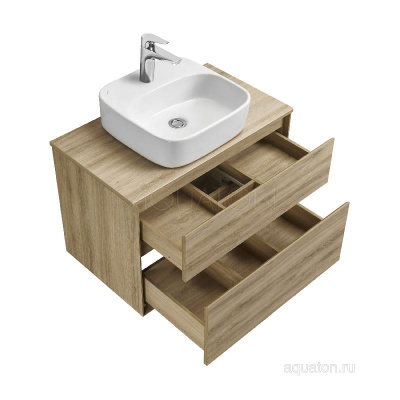Тумба под раковину AQUATON Либерти 75 2 ящика, дуб эльвезия 1A279501LYC70 фото в интернет-магазине Русалия