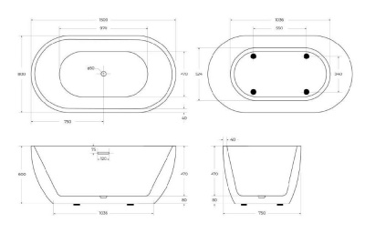 Акриловая ванна BELBAGNO BB70-1500-800 фото в интернет-магазине Русалия