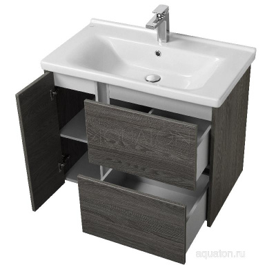 Тумба под раковину AQUATON Стоун 80 грецкий орех 1A228201SXC80 фото в интернет-магазине Русалия
