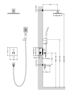 Душевая система встроенная Timo Torne SX-4399/03SM черный фото в интернет-магазине Русалия