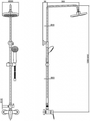 Душевая система со смесителем Opal F9125183CP-A2-RUS Bravat фото в интернет-магазине Русалия