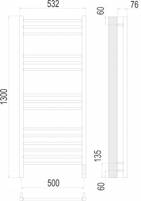 Электрический полотенцесушитель Аврора П15 500х1300  4670078527233 Terminus фото в интернет-магазине Русалия