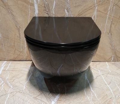 Унитаз подвесной CeramaLux 2196 -18 черно-глянцевый фото в интернет-магазине Русалия