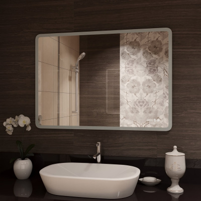 Зеркало с подсветкой Demure 1000x700 часы, антизапотевание ЗЛП601 Continent фото в интернет-магазине Русалия