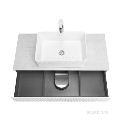 Тумба под раковину AQUATON Марбл 100 слэйт, белый матовый 1A276301MH4C0 фото в интернет-магазине Русалия