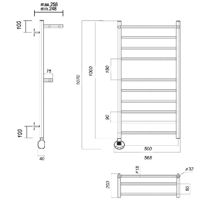 Электрический полотенцесушитель Медея сп2 П10 500x1000 EL, хром Domoterm фото в интернет-магазине Русалия