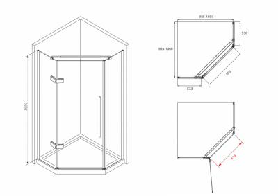 Душевой уголок ABBER Ewiges Wasser AG05100M 100х100 трапеция, профиль хром, матовое стекло фото в интернет-магазине Русалия