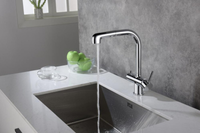 Смеситель для кухни с подключением фильтра и выдвижной лейкой Timo Saona хром (2346/00FL) фото в интернет-магазине Русалия