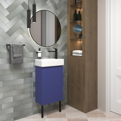 Тумба с раковиной WC Area 40 см матовый синий 221804005 Wellsee фото в интернет-магазине Русалия