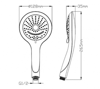 Душевая лейка 128 мм кругл.хром, 3 реж. GL-S8007CP Gllon фото в интернет-магазине Русалия