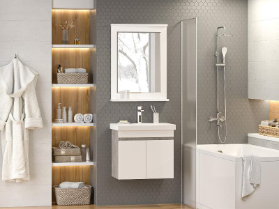 Тумба Ронда 60 подвесная с раковиной Cersanit Moduo Slim 60 Misty фото в интернет-магазине Русалия