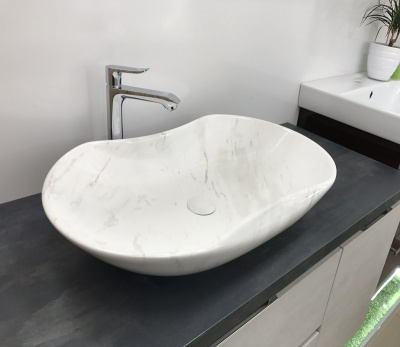 Раковина накладная овальная под серый камень MNC 503H012 CeramaLux фото в интернет-магазине Русалия