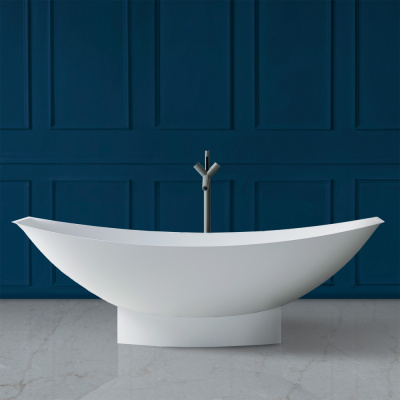 Ванна из искусственного камня ABBER Stein AS9610 белая матовая 180х80х60 см фото в интернет-магазине Русалия