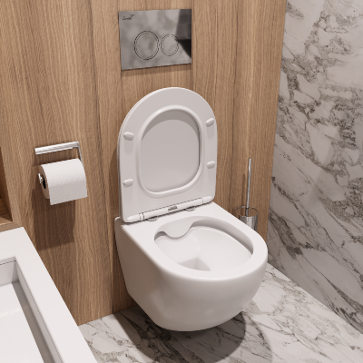 Унитаз SELLA Aria MW ТЕРМООБЖИГ (не плёнка) подвесной безободковый белый матовый Ceruttispa CT9161 (490х360х325) фото в интернет-магазине Русалия