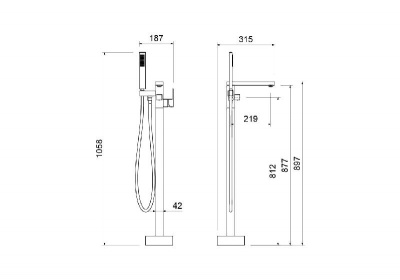 Смеситель для ванны напольный AQUATEK, матовый черный AQ1645MB ЛИБРА фото в интернет-магазине Русалия