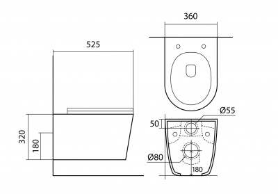 SET AQUATEK ВЕГА-1905-017 (рама AQUATEK Standard INS-0000012 с клавишей KDI-0000017 и крепежом KKI-0000002+унитаз ВЕГА AQ1905-00 с тонким сиденьем sc фото в интернет-магазине Русалия