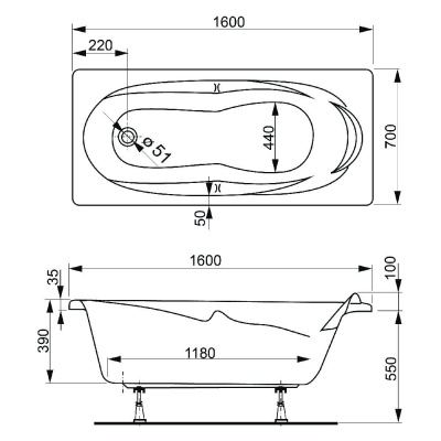 Акриловая ванна VAGNERPLAST KLEOPATRA 160x70 VPBA167KLE2X-04 фото в интернет-магазине Русалия