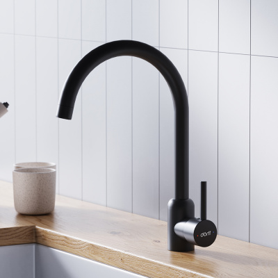 D3007022 Logic кухонный смеситель поворотный, черный фото в интернет-магазине Русалия