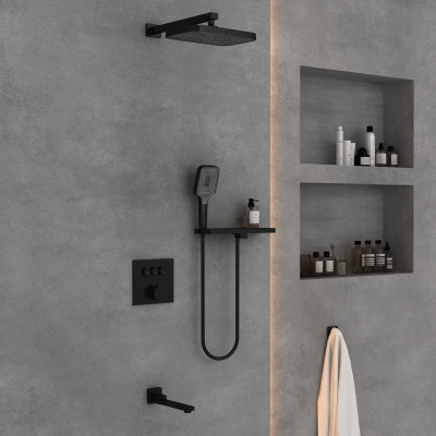 Душевой комплект VSFW-4311RMB встраиваемый, 3 режима, черный Vincea фото в интернет-магазине Русалия