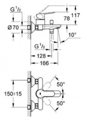 Смеситель для ванны BauEdge 23334000 Grohe фото в интернет-магазине Русалия
