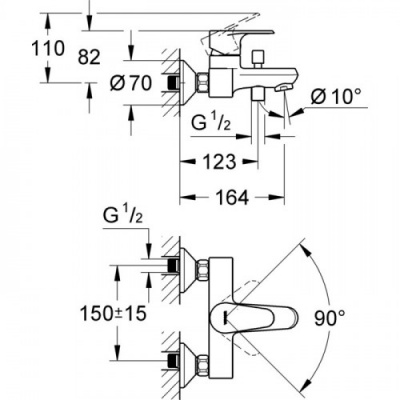 Смеситель для ванны 75144026 GROHE Vigour Clivia фото в интернет-магазине Русалия