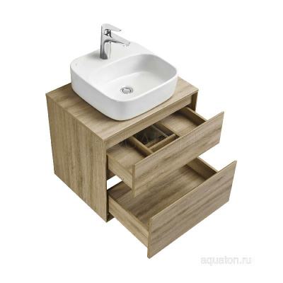 Тумба под раковину AQUATON Либерти 60 2 ящика, дуб эльвезия 1A279401LYC70 фото в интернет-магазине Русалия