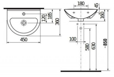 Раковина MIO 45 см 815711000104 Jika фото в интернет-магазине Русалия