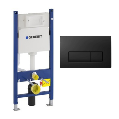 Инсталляция для подвесного унитаза с черной кнопкой Geberit Duofix 111.153.GW.1 фото в интернет-магазине Русалия