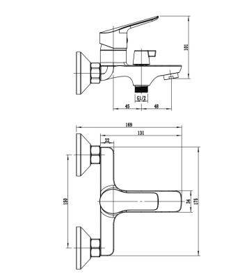 Смеситель для ванны с коротким изливом RUSH SAMUI (SA0930-44) фото в интернет-магазине Русалия