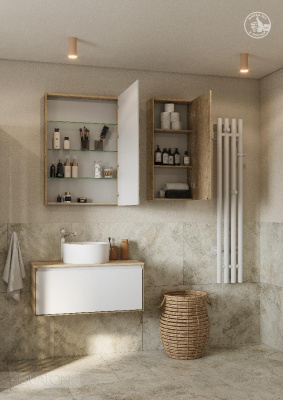 Зеркальный шкаф AQUATON Либерти 65 дуб эльвезия 1A279302LYC70 фото в интернет-магазине Русалия