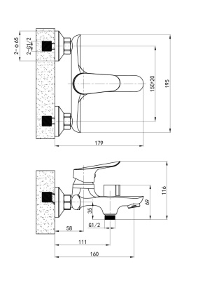 Смеситель ESKO для ванны без аксессуаров (AT 54 w/a) фото в интернет-магазине Русалия