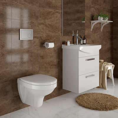 Комплект Delfi Black подвесной унитаз + инсталляция + кнопка S-SET-DEL/Black/TPL/Cg-w Cersanit фото в интернет-магазине Русалия