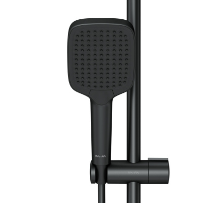 F078F222 Func, душ. система: см-ль-полка д/душа с ТМС: душ.штанга, верхн. душ квадр., ручн.душ, черн фото в интернет-магазине Русалия