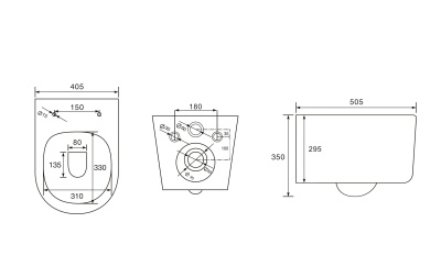 ELMO RIMLESS TOR Безободковый подвесной унитаз EWC700-129B CHARUS фото в интернет-магазине Русалия