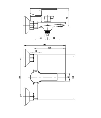 Смеситель для ванны с коротким изливом RUSH MADEIRA (MA3245-44) фото в интернет-магазине Русалия