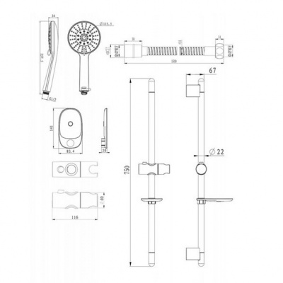 Душевой набор Eco D152CP-3-RUS Bravat фото в интернет-магазине Русалия