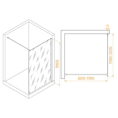 Душевая перегородка RGW WA-002 1200, стекло прозрачное, профиль хром фото в интернет-магазине Русалия