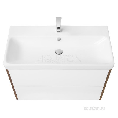 Тумба под раковину AQUATON Сканди 90 белая, дуб рустикальный 1A251901SDZ90 фото в интернет-магазине Русалия