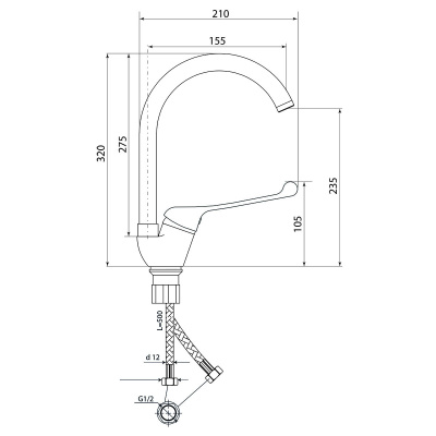 Смеситель Славен для кухни локтевой Хирург Х (СЛ-ОД-Х22) фото в интернет-магазине Русалия