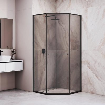 Душевой уголок RGW SV-82B "R" 900x900, профиль черный, стекло тонированное фото в интернет-магазине Русалия