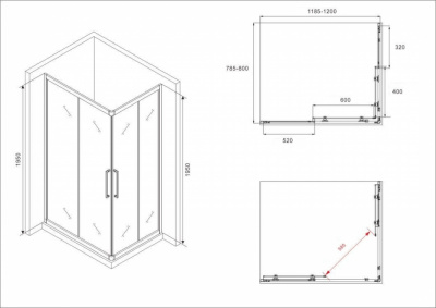 Душевой уголок ABBER Schwarzer Diamant AG02128H 80х120 прямоугольный, профиль хром, прозрачное стекло фото в интернет-магазине Русалия