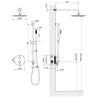 Душевая система встроенная Timo Saona (SX-2309/03SM) фото в интернет-магазине Русалия