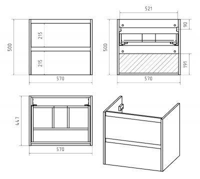 Тумба Dallas 60 подвесная с раковиной Dreja Grace 60 Brevita фото в интернет-магазине Русалия