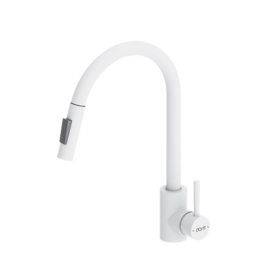 D3007533 Logic Кухонный смеситель  с вытягивающимся изливом, белый фото в интернет-магазине Русалия