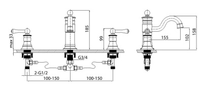 Смеситель для раковины Timo Adelia (6021/04F black antique) фото в интернет-магазине Русалия