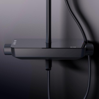 936730300 Scandinavian Pure душевая система с ванно-душевым смесителем-полкой, черный фото в интернет-магазине Русалия