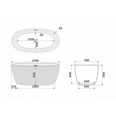 Ванна отдельностоящая акриловая Delice Rondo 170х76 черная матовая DLR440104Bk фото в интернет-магазине Русалия