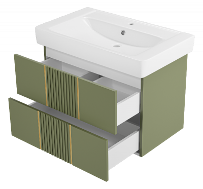 Тумба Vega 80 подвесная (зеленая) с раковиной Dreja Q 80 Brevita фото в интернет-магазине Русалия