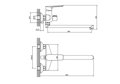 Смеситель для ванны ESKO "Lagos Black" с аксессуарами (LG31B) фото в интернет-магазине Русалия