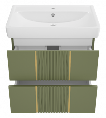 Тумба Vega 70 подвесная (зеленая) с раковиной Dreja Q 70 Brevita фото в интернет-магазине Русалия